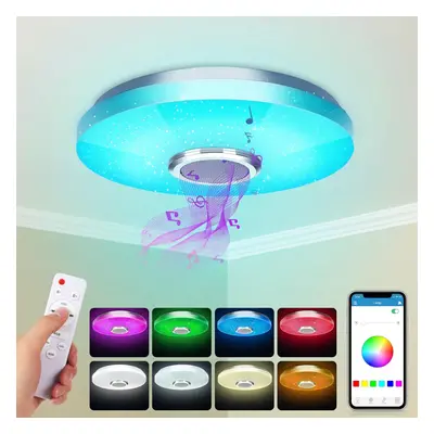 LED Ceiling Light with Bluetooth Speaker, Smart Remote and APP Control, RGBW Colour Changing, Ad