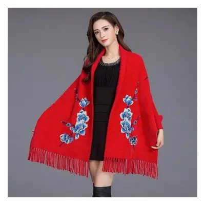 (red, One Size) Mink Velvet Shawl Poncho Women Autumn And Winter New Cashmere Casual Outside Wit