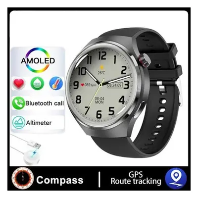 (black, silicone strap) New Nfc Smart Watch Men Voice Calling Sport Watches Gt4 Pro Compass Gps 