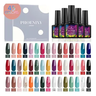 Phoenixy Nail Gel Kit 45colors Gel Nail Polish Soak Off Gel Nail Starter Kit Nail Art Pastel Gel