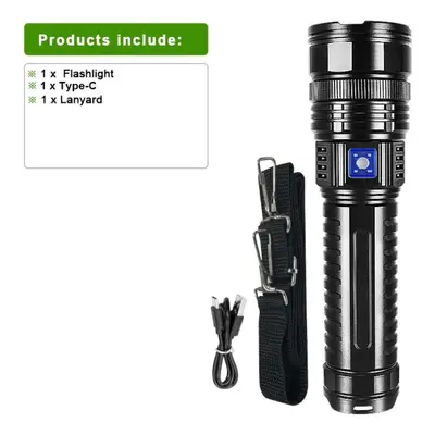 (black, built in batteries) 15000mah Most Powerful Led Flashlights Rechargeable Flash Light Buil