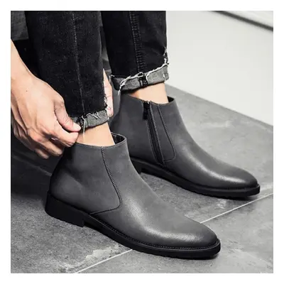 (grey, 40) Spring Autumn Fashion Chelsea Boots Men Soft Ankle Boots British Style Mens Boots Bra