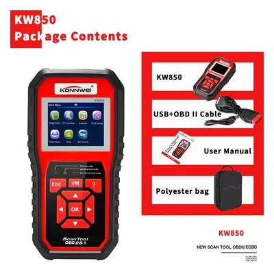 (red) Konnwei Obdii Scanner Code Reader (kw850) Professional Obdii Anto Scanner Car Diagnostic C