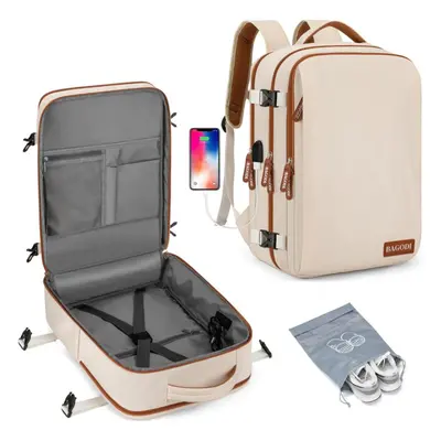 (beige) Large Capacity Travel Backpack For Men And Women With Usb Charging Port And Wet And Dry 