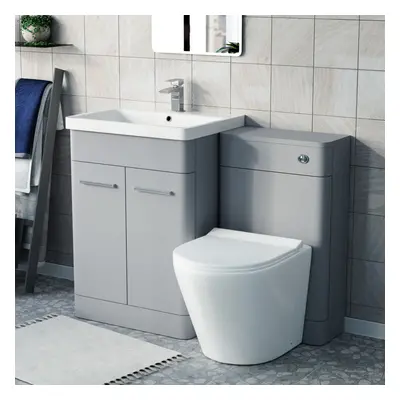 Nes Home Afern Matte Grey 600mm Freestanding Basin Vanity WC Unit & Toilet