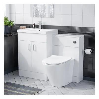 Nanuya Floor Standing White Vanity, Ceramic Basin, BTW Soft Close Toilet