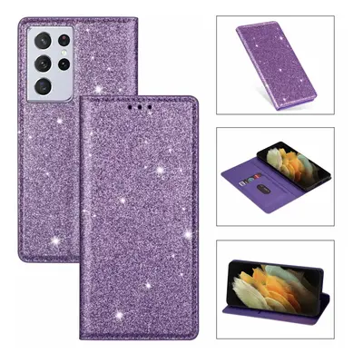 (for S23 Ultra, purple) Glitter Wallet Flip Leather Case for Samsung Galaxy S23 Ultra/S23 Plus/S