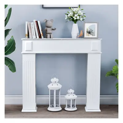 (White) Wooden Fireplace Surround Storage Cabinet Unit