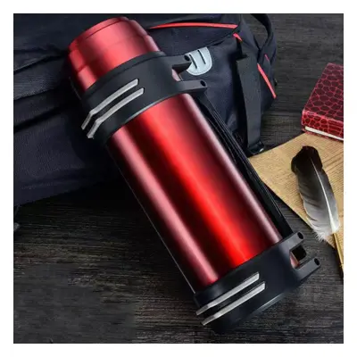 (red, 3L) Stainless Steel Thermos Pot Outdoor Large-capacity Thermos Cup Men And Women Portable 