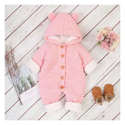 (pink, 0-3m) Baby Rompers Knitted Infant Boys Girls Jumpsuits Autumn Winter Soft Warm Newborn Be