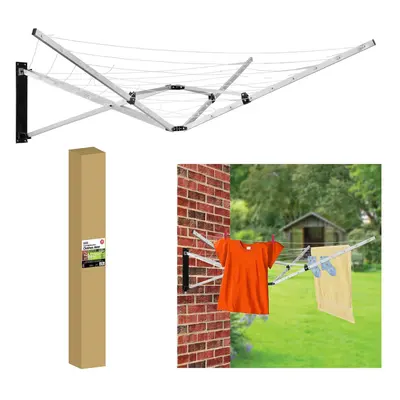 26m Arm Wall Hang Mountable Clothes Airer Dryer Washing Line Bathroom Kitchen