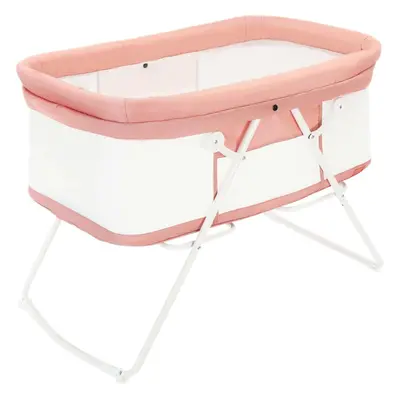 (Pink) UBRAVOO in Baby Cribs and Cradles, Easy Folding Travel Cot with Mattress,Multifunction Be