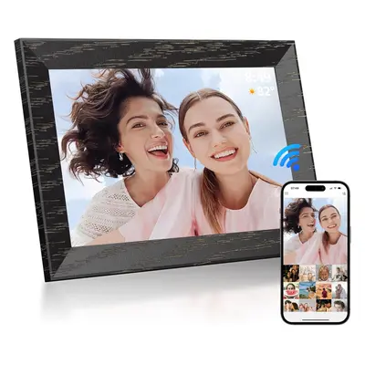 (Walnut Brown, 10.1 Inches) 10.1" WiFi Digital Photo Frame, 1280x800 IPS Touch Screen Photo Fram