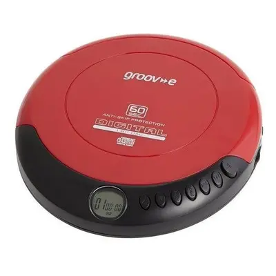 Groov-e Retro Series Personal CD Player with Earphones - Red (GVPS110)