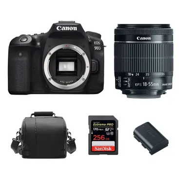 Canon Eos 90D Kit Ef-S 18-55Mmf3.5-5.6 Is Stm+Sandisk 256Gb+Bag+Lp-E6N