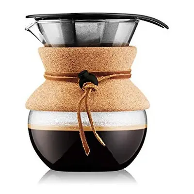 BODUM Pour Over Coffee Maker with Permanent Filter, 0.5 L, Cork, multi-layered, 13.8 x 11.5 x 15