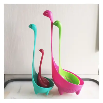 Dinosaur Loch Ness Water Monster Leaf Colander Soup Spoon Strainers Long Handle Ladle Skimmer