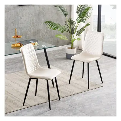 (2, Beige) Set of 1/2/4 Designer Velvet Fabric Dining Chairs Metal Legs Lexi Chairs