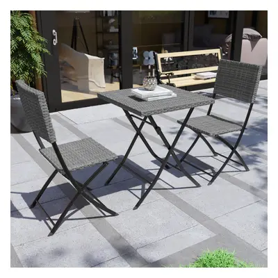 (Grey) Capri Seat Bistro Set Garden Table Chairs Folding