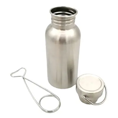 (750ml) Bush-craft Water Bottle with Hook Stainless Steel Flask Wide Mouth Jar Leak-Proof for Ca