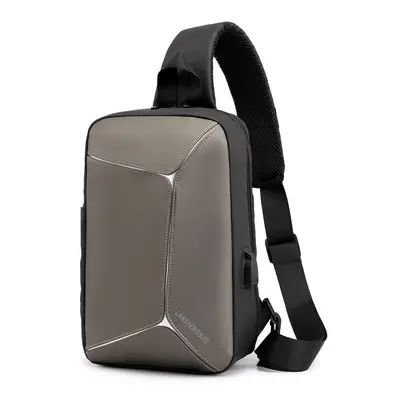 (Coffee) USB Reflective Chest Bag Tactical Bag