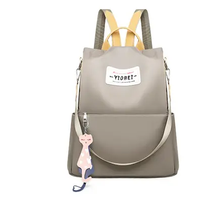 (Khaki) Outdoor Women Anti-Theft Backpack Oxford Cloth Waterproof Shoulder Bag Girls School Back