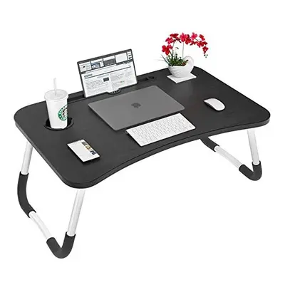 VLikeze Laptop Bed Table, Portable Bed Desk for Laptop, Foldable Laptop Lap Desk with Cup Holder