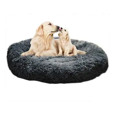 Plush Round Pet Bed XL,Large Donut Calming Dog Bed Nest,Warm Soft Cushion Cuddler for Improved S