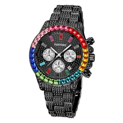 VEANXIN Luxury Bling-ed Ladies Watch Iced Out Colorful Crystal Rhinestone Diamond Watch for Wome