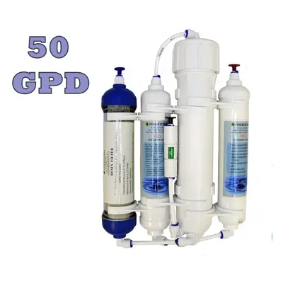 Finerfilters Stage Compact Aquarium Reverse Osmosis Unit GPD with Inline DI Resin Chamber for Tr