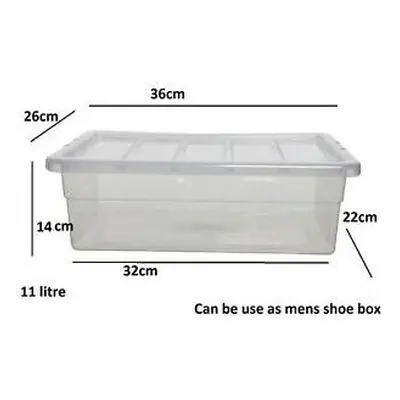 (11 (LITRE) CM, BOXES) Clear Plastic Space Saving Master Storage Boxes With Lid Stackable Stacki