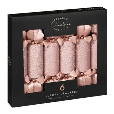 6 Luxury Rose Gold Christmas Crackers Gifts Table Fun Game Xmas New