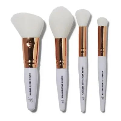 Rose Gold Travel Brush Kit, On-the-Go Makeup Brushes For Concealer, Eyeshadow, Highlighter & Blu