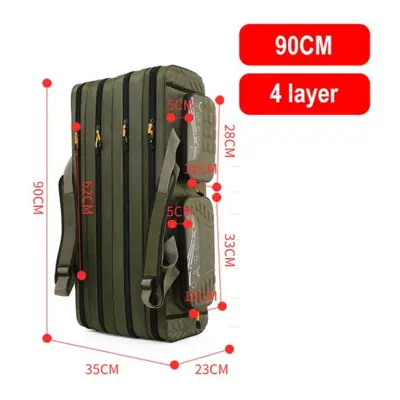 (as the picture, Layer 90cm) Fishing Bag 80/90/100/120/125/130cm 2/3/4 Layer Fishing Bag Oxford 