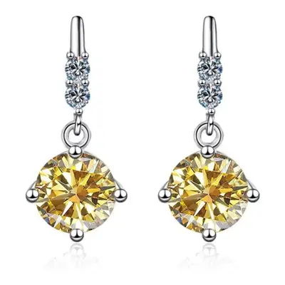 (golden yellow, 1ct*2) Bague Ringen S925 Silver Mossan Diamond Fringe Moving Earrings To Give Gi