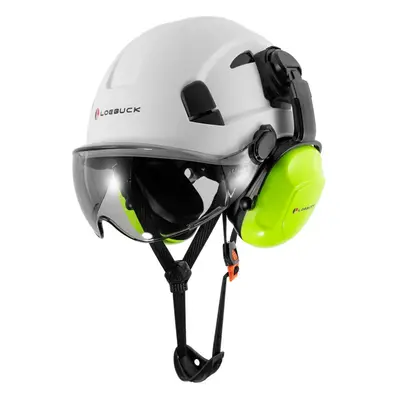 (White+ D Suit) Loebuck American Style Construction Work Safety Helmet With Goggles And Noise-re