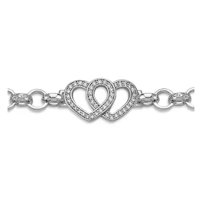 Jewelco London Kids Sterling Silver CZ Infinity Entangled Love Hearts Engraved Belcher Charm Bra