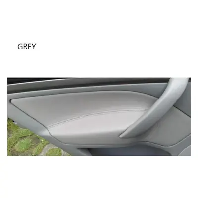 (gray, rear pair) Microfiber Leather Car Interior Door Armrest Panel Protective Cover For Skoda 