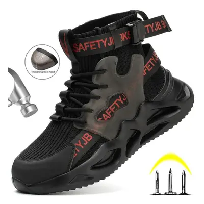 (black, 48) Work Boots Men Women Safety Boots Steel Toe Safety Work Shoes Indestructible Shoes A