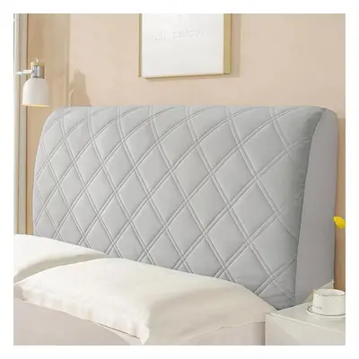 (light grey, 2.2M) Solid Color Plush Velvet Bed Headboard Cover Thicken Elastic Bed Head Cover L