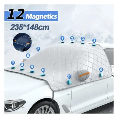 (12 Magnets) Magnetic Car Front Window Screen Cover Auto Sun Cover Car Windshield Shade Dust Pro