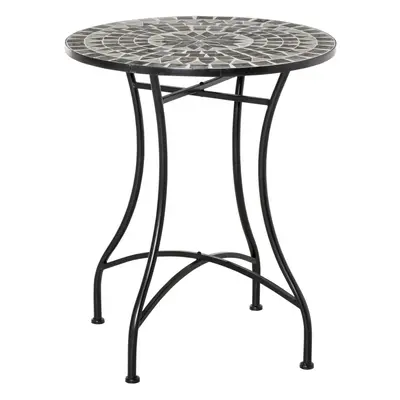 Outsunny Mosaic Side Table Bistro Coffee Table for Garden Patio Balcony Grey