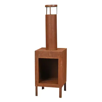 Ambiance Fireplace with Chimney and Handles cm Rust Outdoor Patio Fire Pit