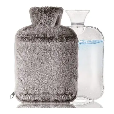 Large Hot Water Bottle with Cover 3L, Extra Large Hot Water Bag with Hands Warmer Pocket, Furry 