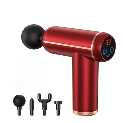 (red) Portable Fascia Gun Vibration Massage Gun Percussion Pistol Massager For Deep Tissue Muscl