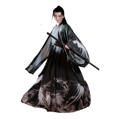 (multicolor, M) Hanfu Chinese Wei And Jin Style Cross-collar Waist-length Printed Suit