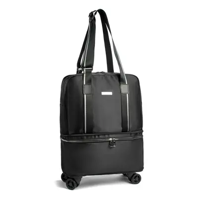 (black, L) Large Capacity Portable Waterproof Luggage Long-distance Lightweight Luggage Storage 