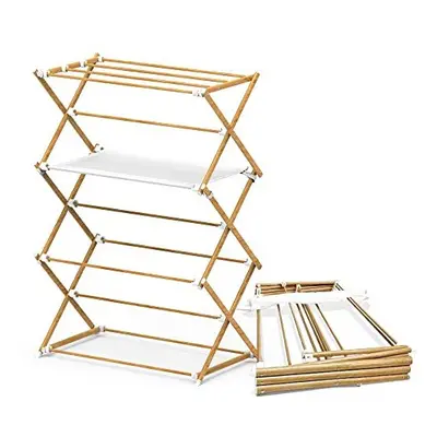 VOUNOT Folding Clothes Airer Extendable Tower Clothes Airer Space Saving Clothes Dryer with Leve