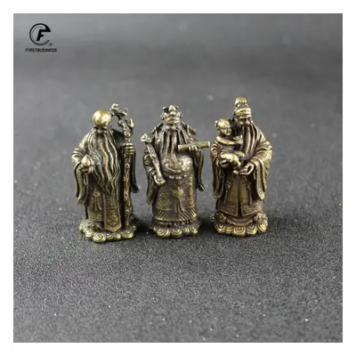 (as the picture, Three Gods-111g) Hi Antique Bronze Taoism Three Gods Of Blessing Wealth Longevi