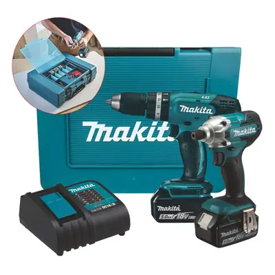 Makita 18v DLX2336ST Twin Kit - DHP453 Hammer Drill + DTD156 Impact Driver 2x5ah